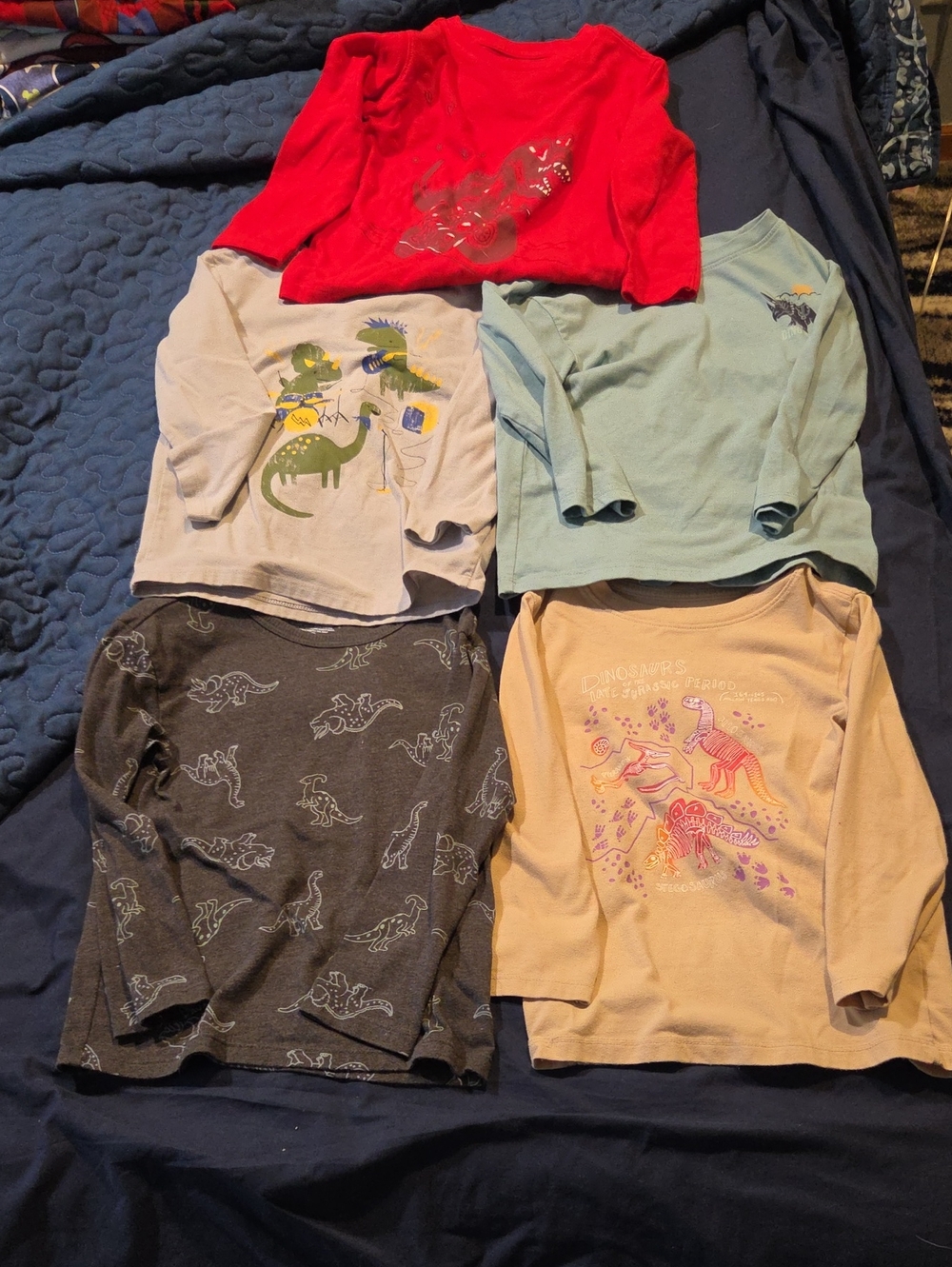 Lot Of 4t Kids Long-Sleeve Dinosaur Graphic Tees, Cat & Jack Brand, Five Shirts
